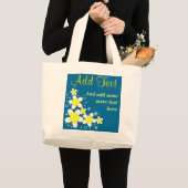 Frangipani Plumeria Floral Blue Large Canvas tasse Grote Tote Bag (Voorkant (product))