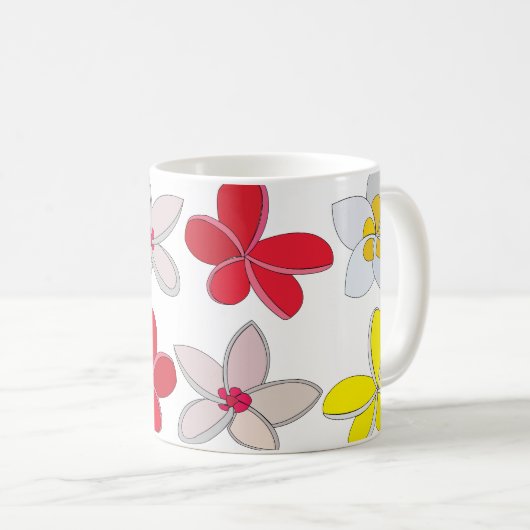 Frangipani Plumeria Kleurrijke Bloem Bloemen Koffiemok (Voorkant rechts)