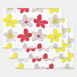 Frangipani Plumeria Kleurrijke Bloemen Bloemen Inpakpapier Vel