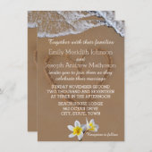 Frangipani Plumeria Ocean Wave Wedding Invitations Kaart (Voorkant / Achterkant)