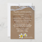 Frangipani Plumeria Ocean Wave Wedding Invitations Kaart (Voorkant)