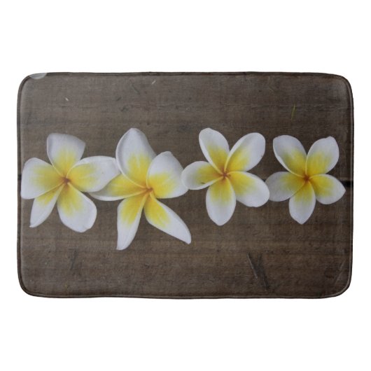 Frangipani Plumeria op Rustiek Hout Badmat (Voorkant)