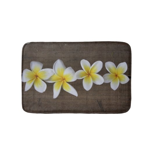 Frangipani Plumeria op Rustiek Hout Badmat (Voorkant)