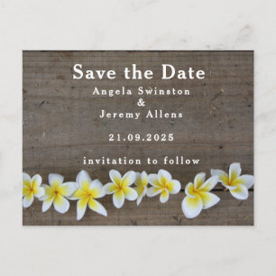 Frangipani / Plumeria Save The Date Trouwkaart Aankondigingskaart