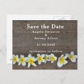 Frangipani / Plumeria Save the Date Wedding Kaart (Voorkant / Achterkant)