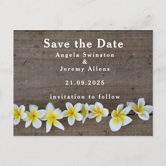 Frangipani / Plumeria Save the Date Wedding Kaart (Voorkant)