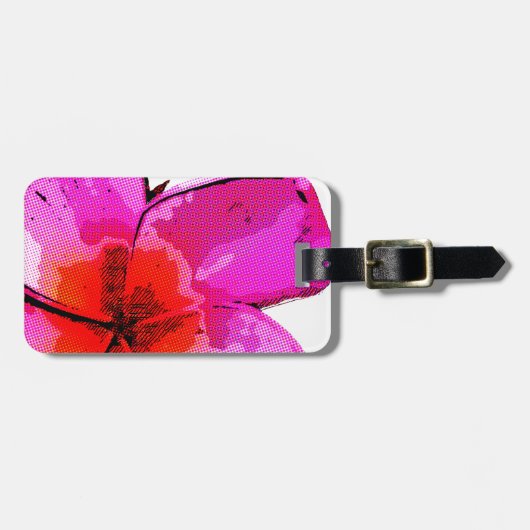 Frangipani Pop Art Bagagelabel (Voorkant horizontaal)