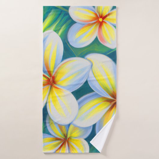 Frangipani-schilderij Tropische badhanddoekset Bad Handdoek (Badhanddoek)