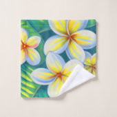 Frangipani-schilderij Tropische badhanddoekset Bad Handdoek (Wasdoekje)