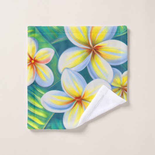 Frangipani-schilderij Tropische badhanddoekset Bad Handdoek (Wasdoekje)