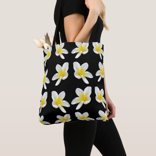 Frangipani-sensor, volledige afdrukklep tote bag (Dichtbij)