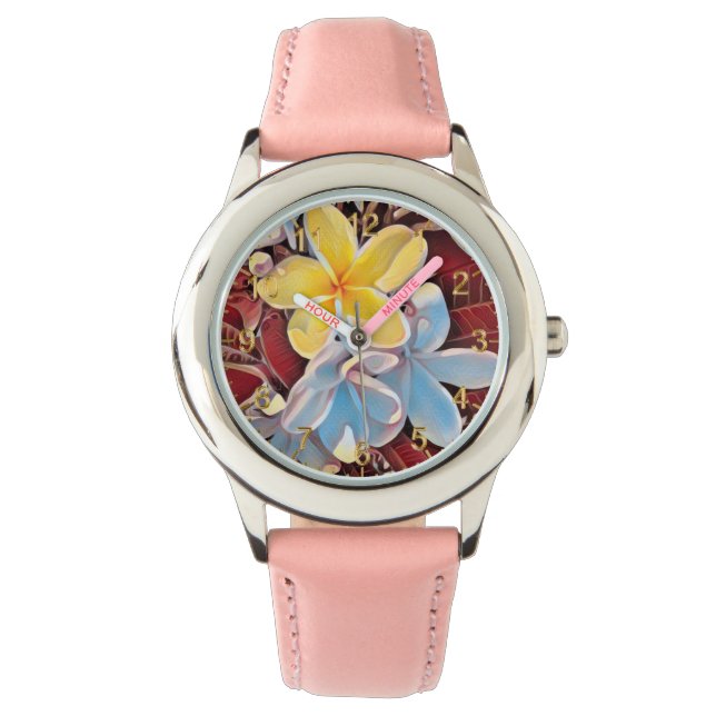  Frangipani Tree Pop Art, Meisjes Watch Horloge (Voorkant)