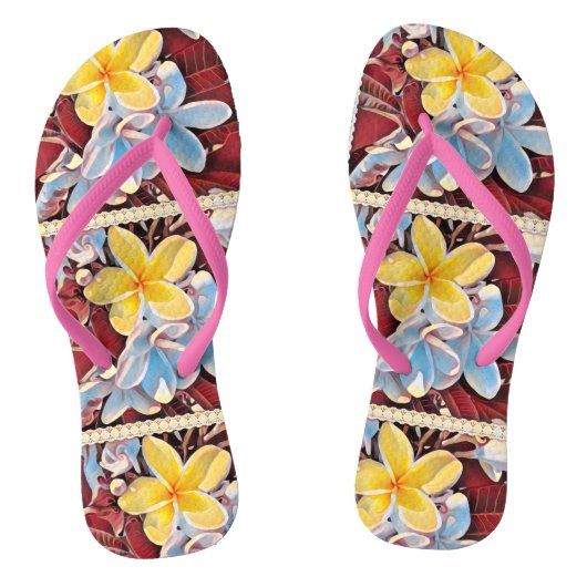  Frangipani Tree Pop Art, Teenslippers (Voetbed)