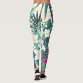 Frangipani Tropical: roze-wit . Leggings (Achterkant)