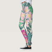 Frangipani Tropical: roze-wit . Leggings (Links)