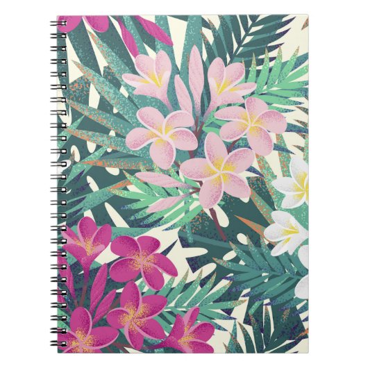 Frangipani Tropical: roze-wit . Notitieboek (Voorkant)