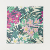 Frangipani Tropical: roze-wit . Wandkleed (Voorkant (horizontaal))