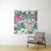 Frangipani Tropical: roze-wit . Wandkleed (In Situ (horizontaal))