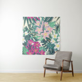 Frangipani Tropical: roze-wit . Wandkleed (In situ)