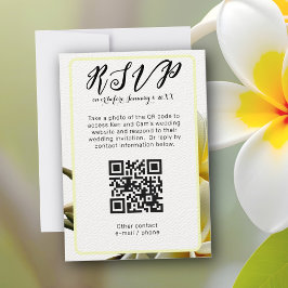 Frangipani Verticale QR-code Bruiloft RSVP Kaart