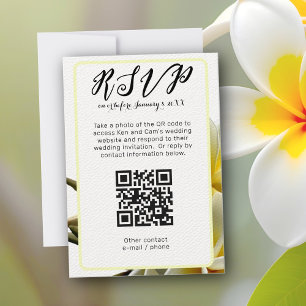Frangipani Verticale QR-code Bruiloft RSVP Kaart