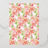 Frangipani waterverf bloemenbruidslunch folie uitnodiging (Achterkant)