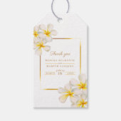 Frangipani white Gold tropical flower art bruiloft Cadeaulabel (Voorkant)