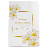 Frangipani white Gold tropical flower art bruiloft Medium Cadeauzakje (Achterkant)