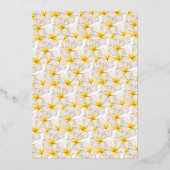 Frangipani wit goud tropische bloem kunst bruiloft folie uitnodiging (Achterkant)