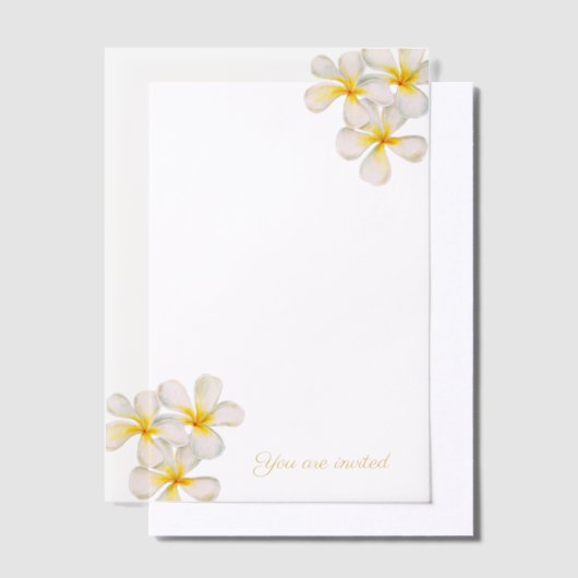 Frangipani wit goud tropische bruiloft cover vellum uitnodigingen (Offset)