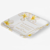 Frangipani wit goud tropische bruiloft papieren bordje (Gebogen)