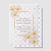 Frangipani wit goud tropische bruiloft vellum uitnodigingen (Offset (Uitnodiging))