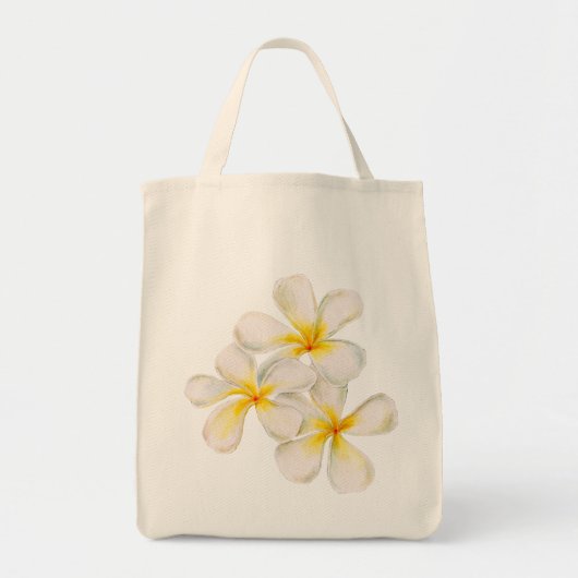 Frangipani witte gouden gele waterverf bloemen tote bag (Voorkant)