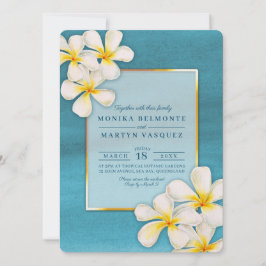 Frangipani witte tropische bloem kunst bruiloft kaart