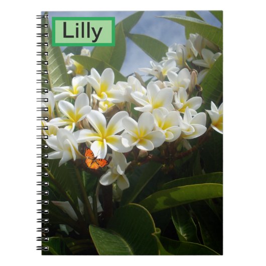 Frangipanis met vlinder, aangepast Notitieboek (Voorkant)