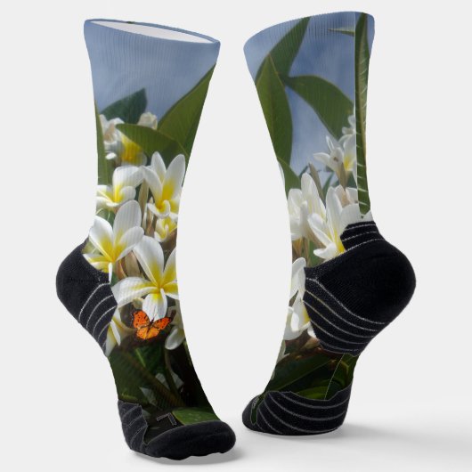 Frangipanis met vlinder, Sokken (Gebogen)