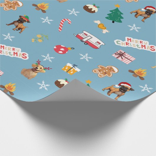 Frank & Baxter Kerst inpakpapier - Blauw (Hoek)