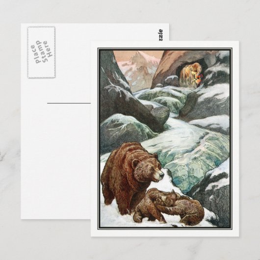 Frank C. Papé Pape -  Beren in bergen Briefkaart (Voorkant / Achterkant)