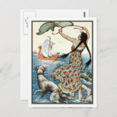 Frank C. Papé Pape -  meisje met hond Briefkaart (Voorkant / Achterkant)