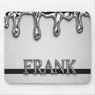 Frank Chrome Naambord Met Druppels Vloeibaar Metaa Muismat