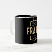 Frank Genuine en Trusted - Naam Frank Tweekleurige Koffiemok (Voorkant links)