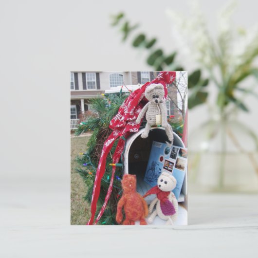 Frank, Leo en Mandarijn Kersttijd Mailbox Feestdagenkaart (Staand voorkant)