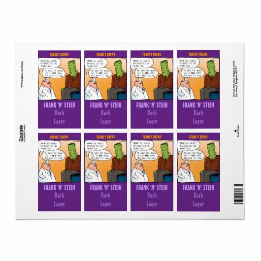 Frank N Stein Bierlabels Etiket (Full Sheet)