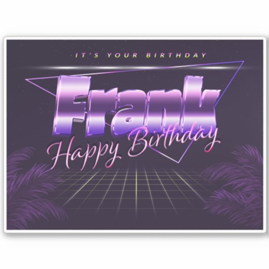 Frank Name Vorname lila retro Sticker Geburtstag (Voorkant)