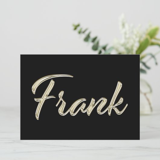Frank Name white gold Handwriting Karte Kaart (Staand voorkant)