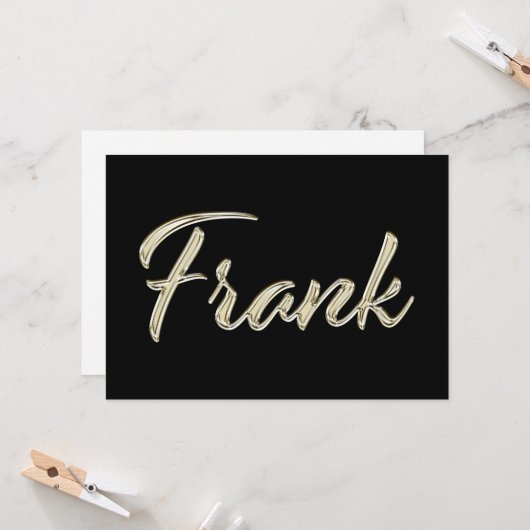 Frank Name white gold Handwriting Karte Kaart (Voorkant / Achterkant in situ)