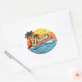 Frank Retro Sunset Naamontwerp Ronde Sticker (Envelop)