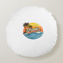 Frank Retro Sunset Name Design Rond Kussen