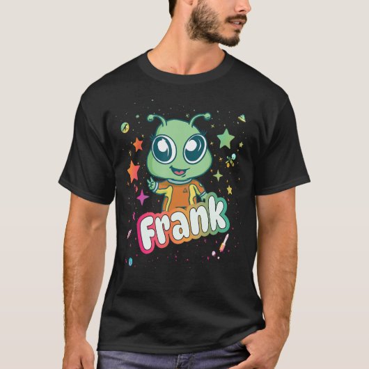 FRANK - Schattigee jongensnaam met leuke alien T-shirt (Voorkant)