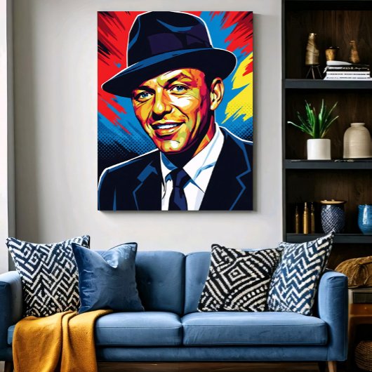 Frank Sinatra: Iconic Charm in Vivid Colors Canvas Afdruk